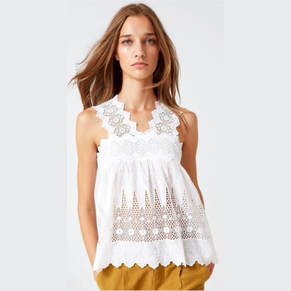Ulla Johnson Embroidered Crochet Lace Top - Birdie Blouse
